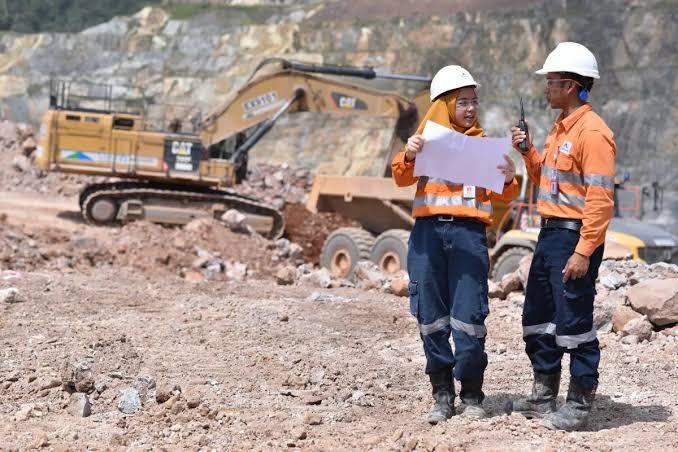 Inti bor dan lahan mineral yang tergali di lokasi tambang terbuka